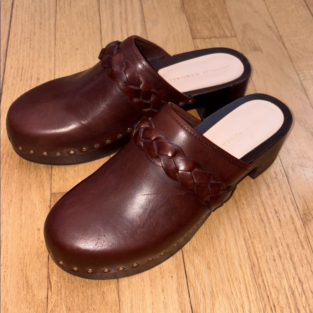 LOEFFLER RANDALL Polina brown Low Braided Clog Size 7.5